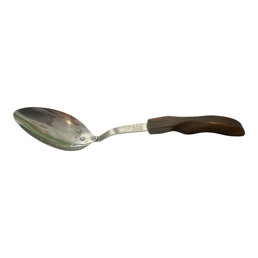 Vintage Cutco No. 12 serving spoon brown wood swirl handle stainless steel USA